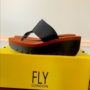 Fly London wedge flip-flop sandal. Like new/never worn outside.